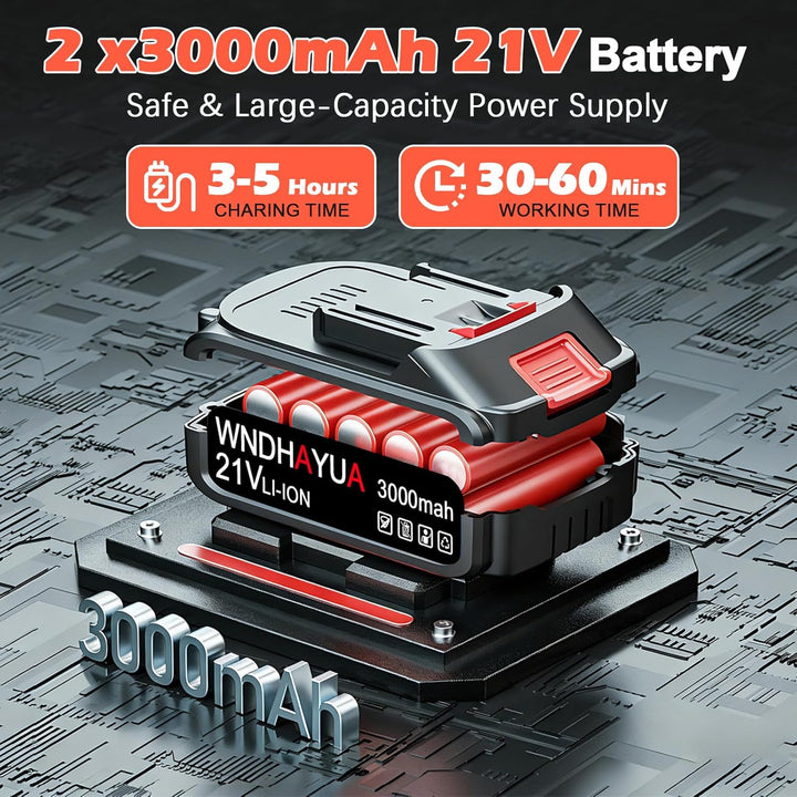 Rasentrimmer mit Akku 2x3.0Ah Batterie und Unkrautbürste,4-in-1 Freischneider & Motorsense Akku mit