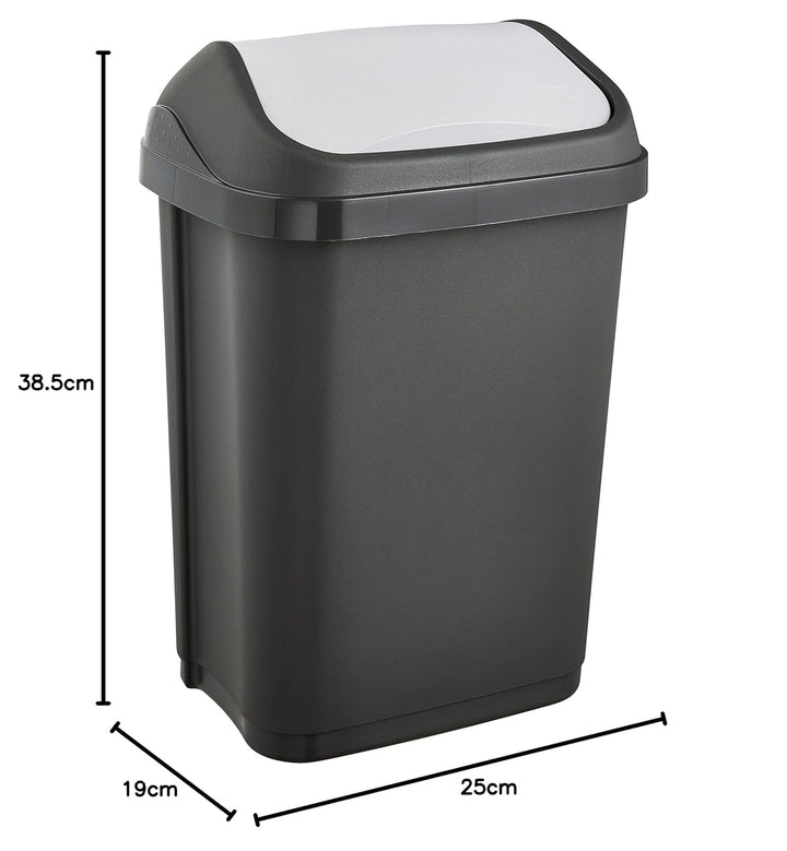 keeeper Mülleimer mit Schwingdeckel, 10 l, Swantje, Graphit-Grau