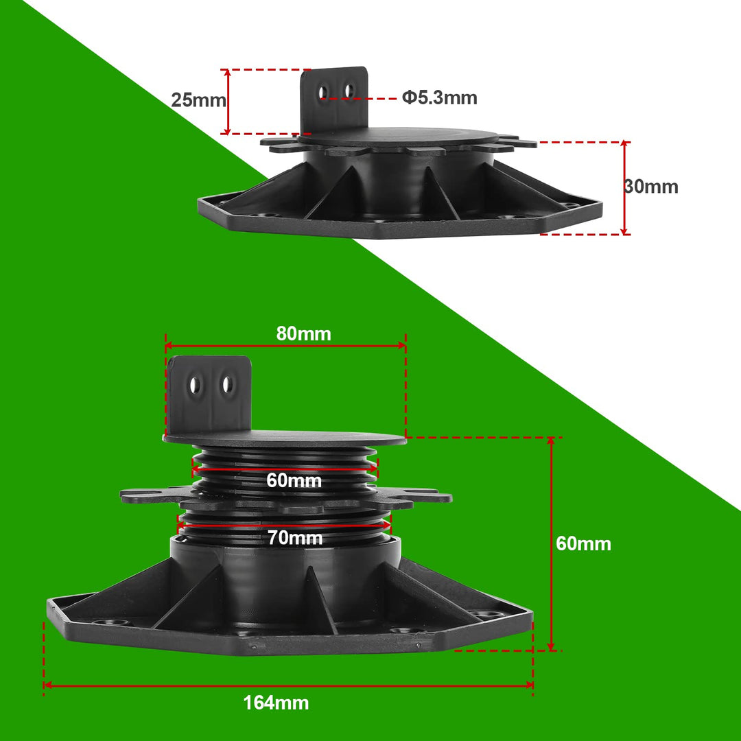 Tubiaz 50 Stück Stelzlager höhenverstellbar 30-60mm,Tragfähigkeit von 800kg,sind perfekt für WPC- od