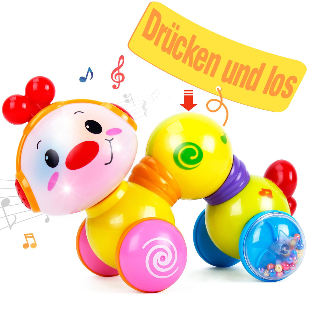CubicFun Musik Baby Spielzeug Raupe für 6-12-18 Monate, Kriechendes und Singendes Musikalisches Baby
