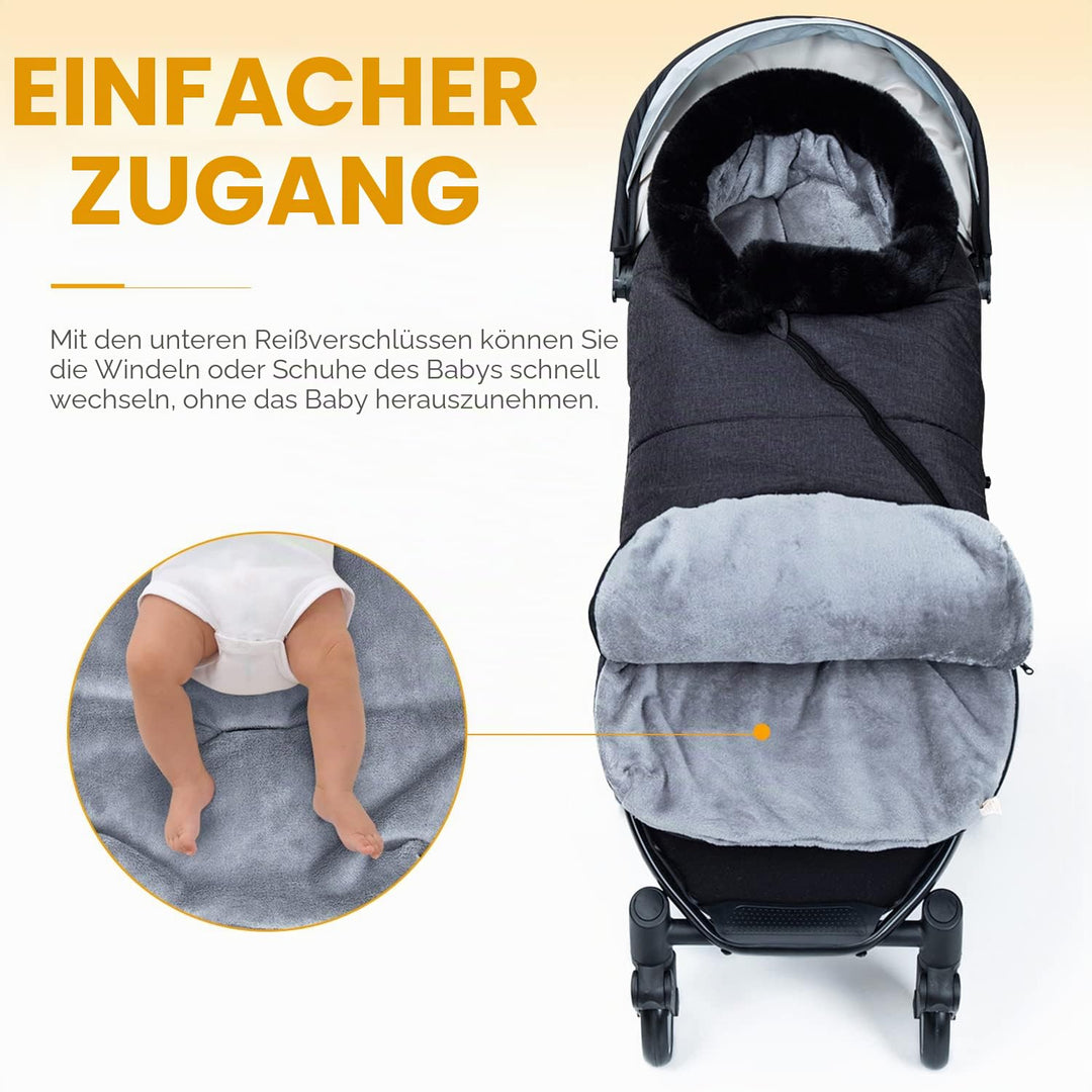 Orzbow Universelle Fusssack Kinderwagen Winter, Einstellbare Fusssack Buggy mit Zwei-Wege-Reissversc