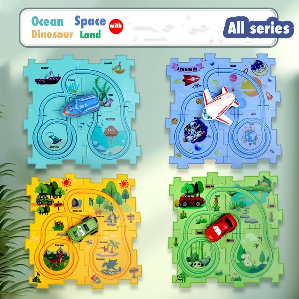 Auto Spielzeug Autorennbahn Spielzeugauto DIY-Puzzlebahn für Kinderspielzeug DIY-Route Cars Spielzeu