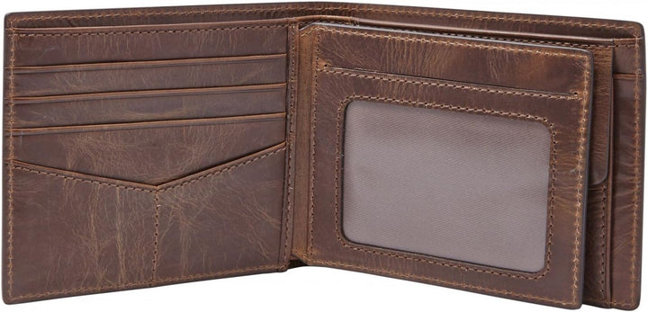 Fossil Geldbörse für Herren Derrick, Leder Bifold Dunkelbraun 11,4 cm L x 2,5 cm B x 9,5 cm H ML3687