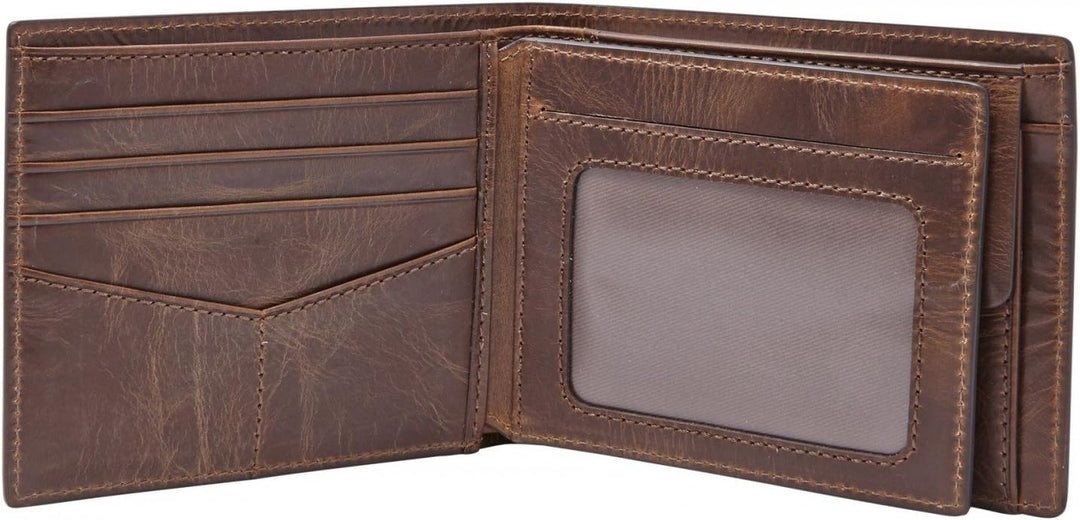 Fossil Geldbörse für Herren Derrick, Leder Bifold Dunkelbraun 11,4 cm L x 2,5 cm B x 9,5 cm H ML3687