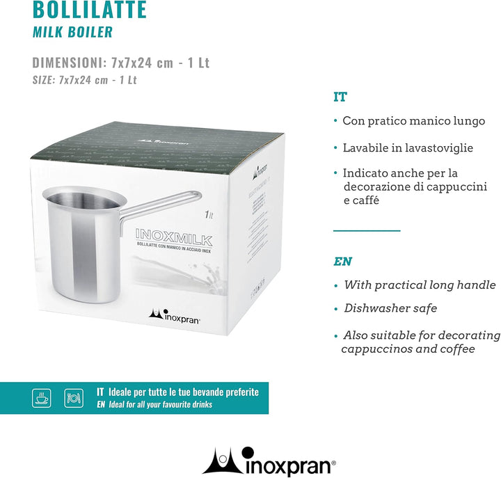 9610 Milchtopf Griff lang, Stahl, Grau