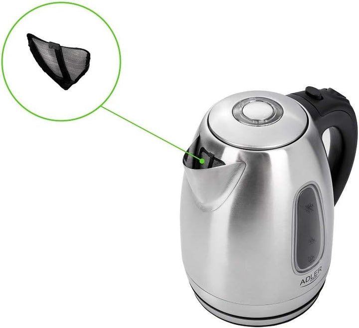 Adler AD 1223 Wasserkocher 1,7 L, silber/schwarz
