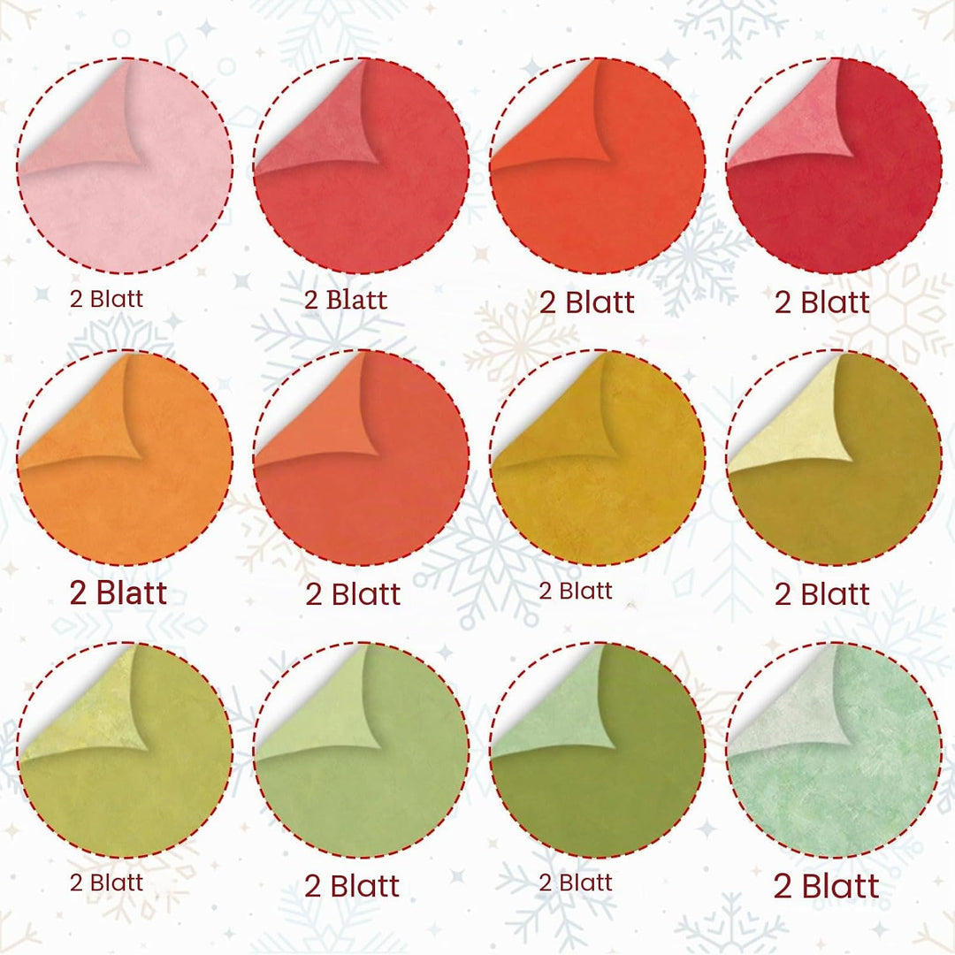Scrapbook Papier Weihnachten Bastelpapier, 24 Blatt Doppelseitiges Winter Motivpapier, Buntes Dekopa