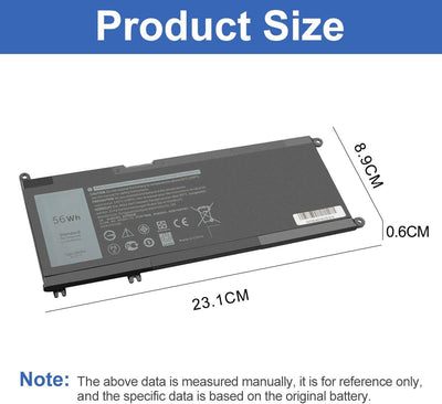 Exmate 33YDH Laptop-Akku für Dell Inspiron 15 7577 17 7773 7778 7779 7786 Latitude 13 3380 14 3490 1