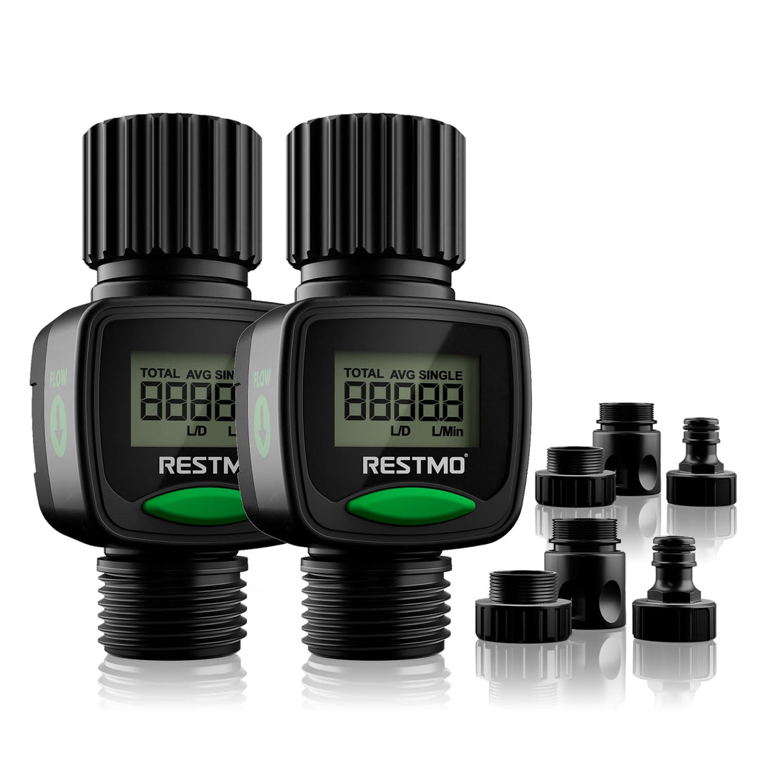 [2er Set] RESTMO Wasserzähler, Wasseruhr mit hohe Messgenauigkeit, Messung des Gallonen-/Literverbra
