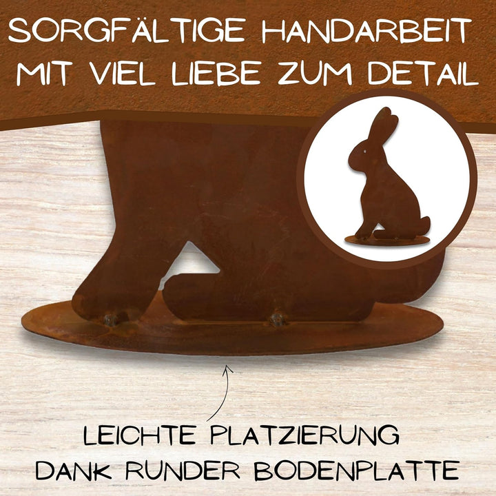 Rostikal Edelrost Osterhase 31cm - Wetterfeste Vintage-Gartendeko für das Osterfest im Shabby-Chic-S