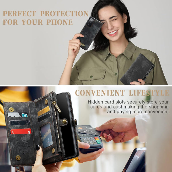 UFinetech Abnehmbar Samsung Galaxy S20 FE Hülle Tasche Handy Leder TPU Kartenfach Flip Magnetisch Re