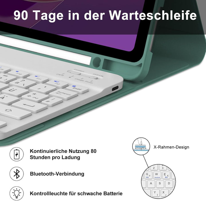 FOGARI Tastatur Hülle für Lenovo Tab M11 11 Zoll 2024, QWERTZ Deutsches Tastatur mit Magnetisch Abne