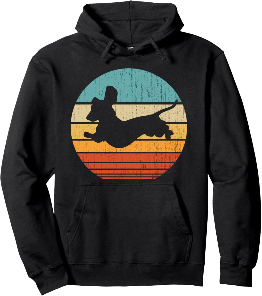 Dackel Dackelhund Silhouette Retro Geschenk Pullover Hoodie