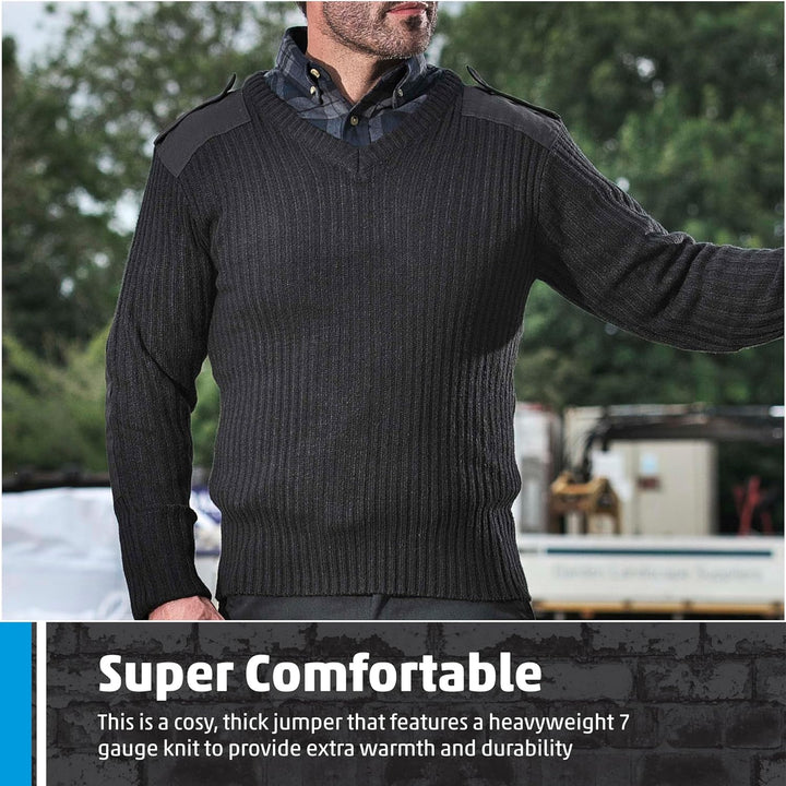 Castle Clothing V – Hals Combat Jumper, blau, 120V Marineblau S, Marineblau S