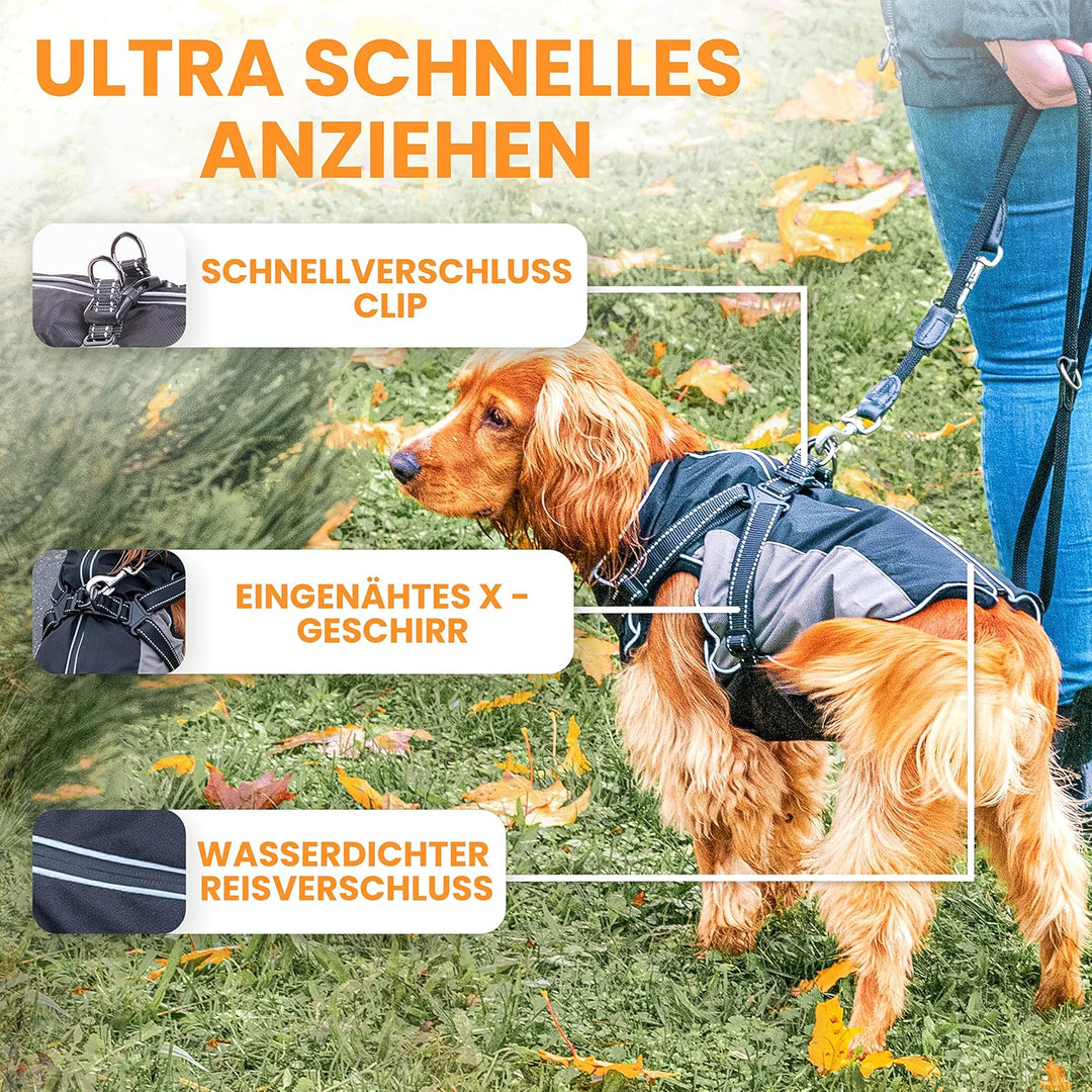 Regenmantel Hund - Hunderegenmantel wasserdicht- Reflektierende Regenjacke Hund - Hundemantel inkl.