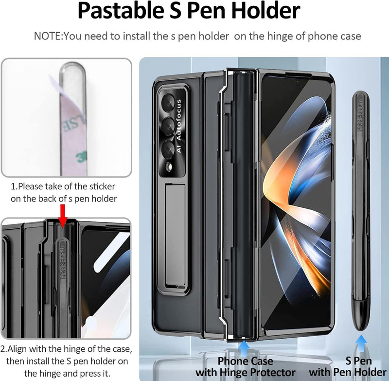 Miimall Handyhülle Kompatibel mit Samsung Galaxy Z Fold 4 Hülle mit S Pen, Transparent PC Schutzhüll