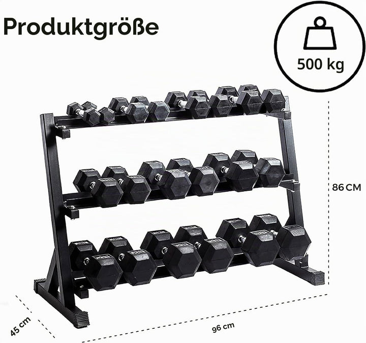 Zlinke Hantelständer Kurzhantelablage, 3 Regale Dumbbell Rack Multilevel Weight Storage Organizer 45
