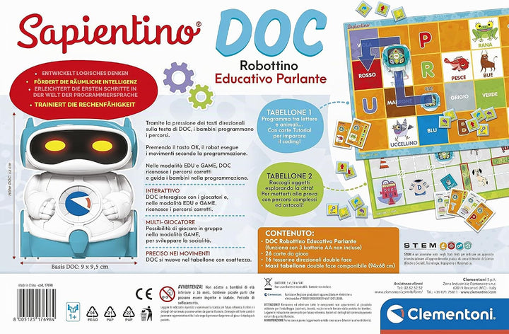 Clementoni Sapientino Doc Robot Coding und Programmierung, Lernroboter (auf Italienisch) für Kinder