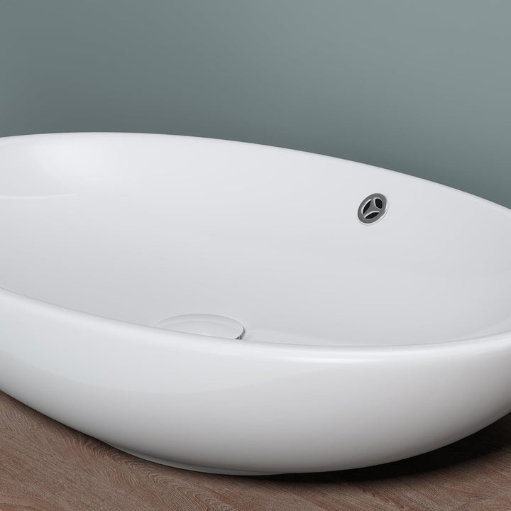 doporro Brüssel306 Aufsatzwaschbecken aus Keramik, weiss, inkl. Nano-Versiegelung Weiss | 306, Weiss
