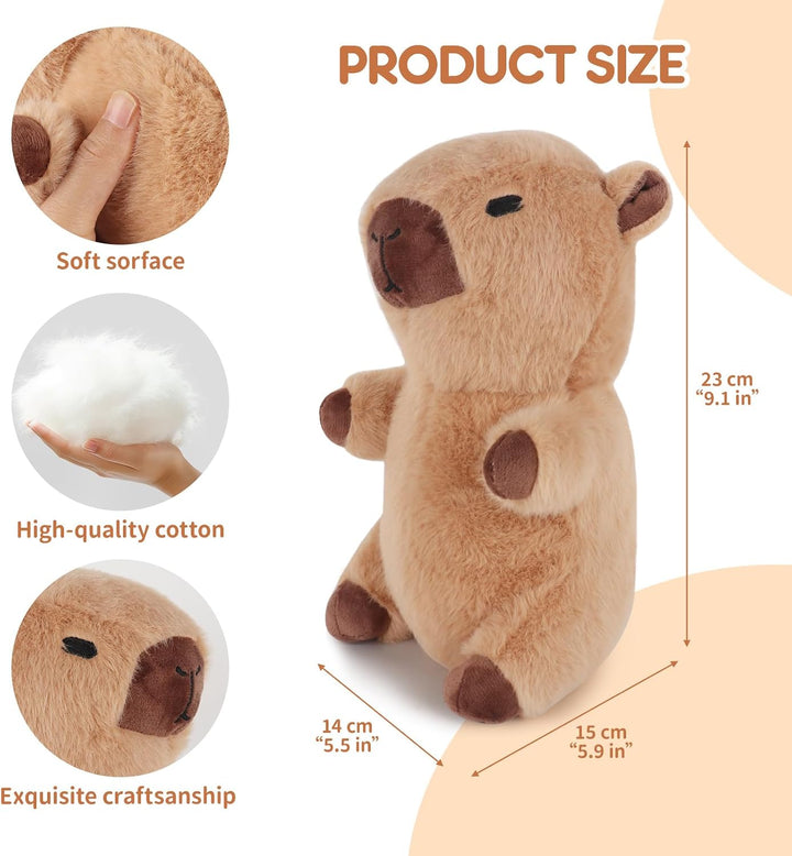 Lotvic Capybara Kuscheltier mit Kleidung und Rucksäcken, 23cm | Capybara Plüschtier, Niedlichen Wass
