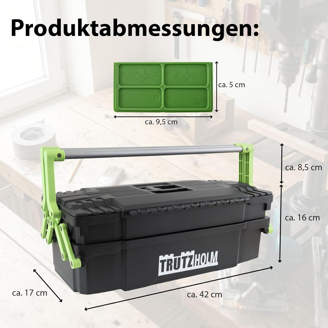 TRUTZHOLM Werkzeugkiste Werkzeugbox Traglast 10 Fächer flexibel verstellbar Organizer Kunststoff lei