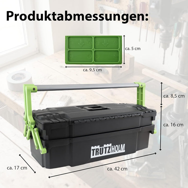 TRUTZHOLM Werkzeugkiste Werkzeugbox Traglast 10 Fächer flexibel verstellbar Organizer Kunststoff lei