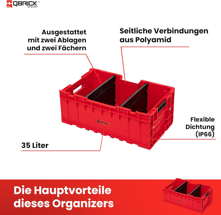 QBRICK SYSTEM Werkzeugkoffer Werkzeugkasten Leer Werkzeugkiste ONE Box Plus RED Ultra HD Rot 600 x 3