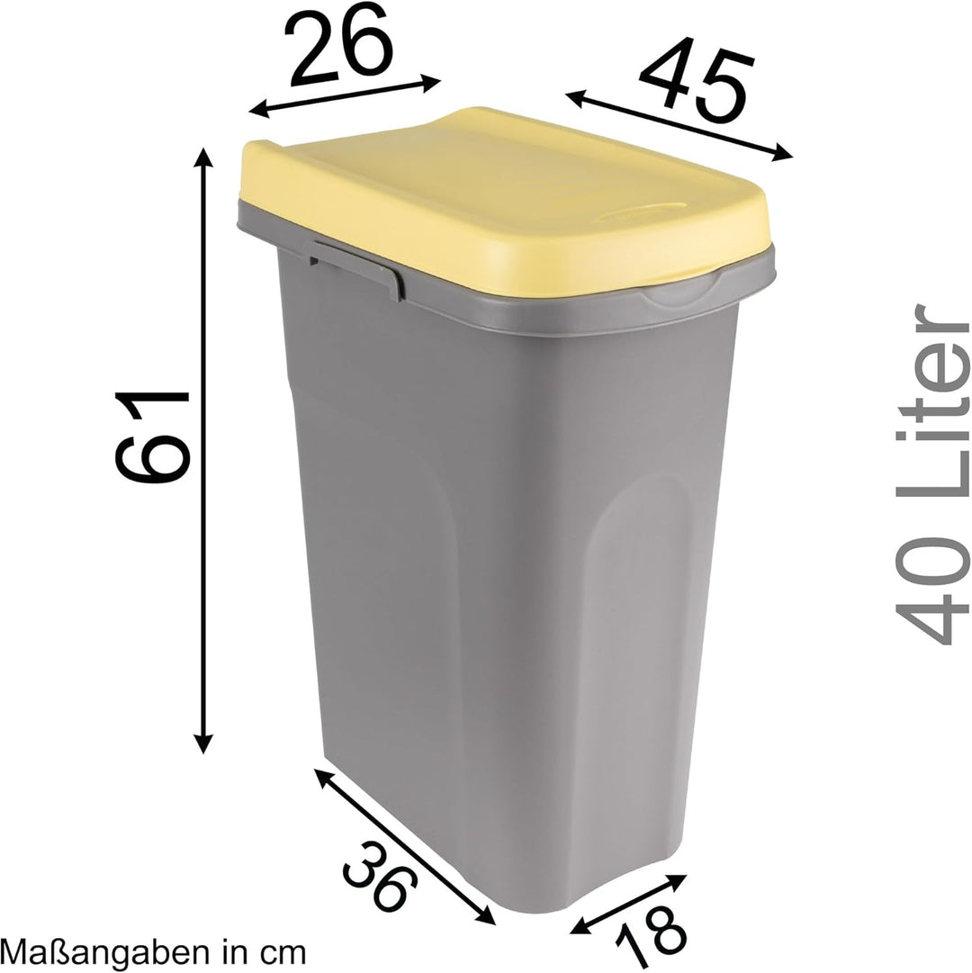 3x 40L Mülleimer Küche weiss grün blau, Mülleimer 3 Fächer, Mülltrennsystem 3fach, Mülltonne, Abfall