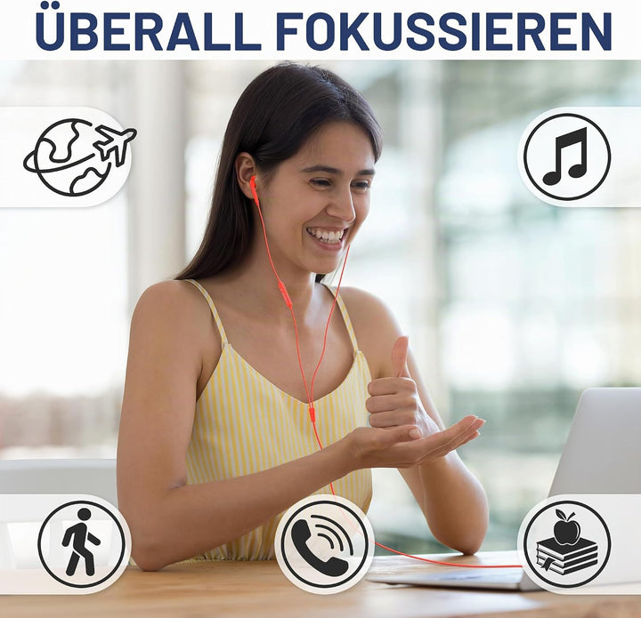 LUDOS FEROX Kopfhörer In Ear Kopfhörer mit Kabel und Mikrofon, 5 Jahre Garantie, In Ear Ohrhörer, 3,
