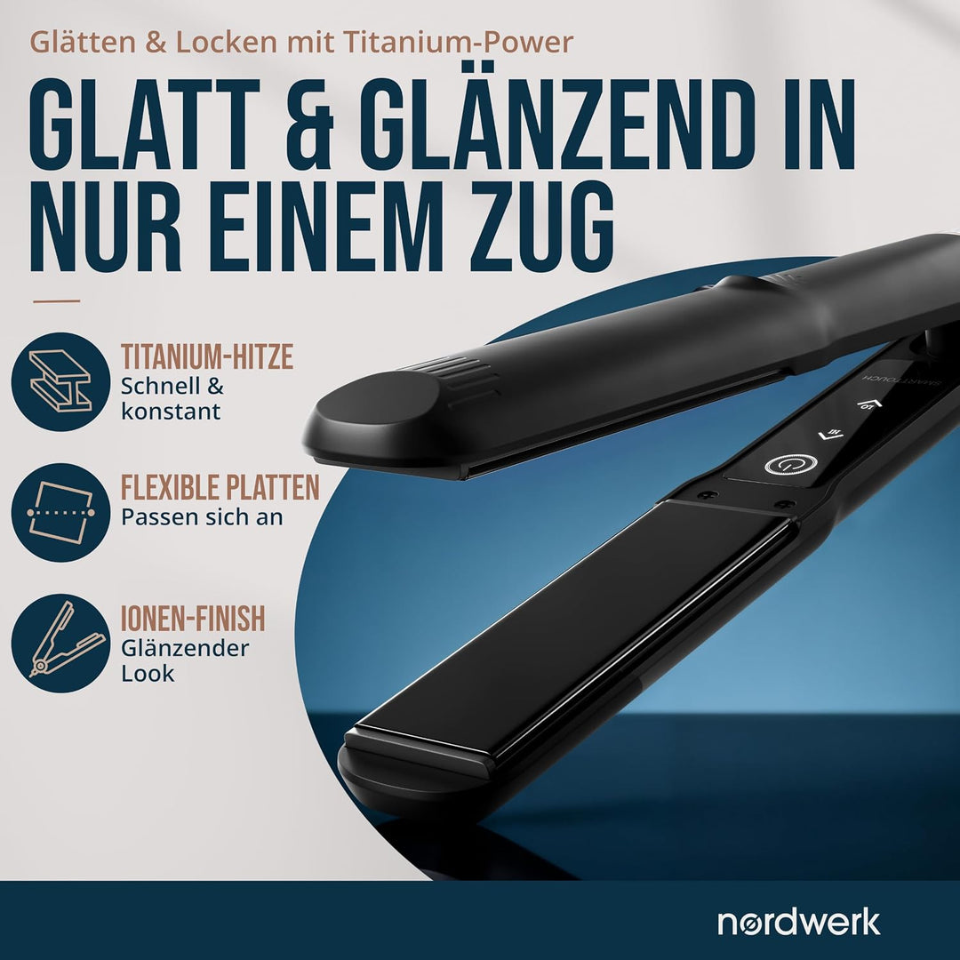 2-in-1 Glätteisen SafeGlide Touch [gegen Frizz &amp; Ziepen] | Haarglätter für Locken und Haare-Glätten