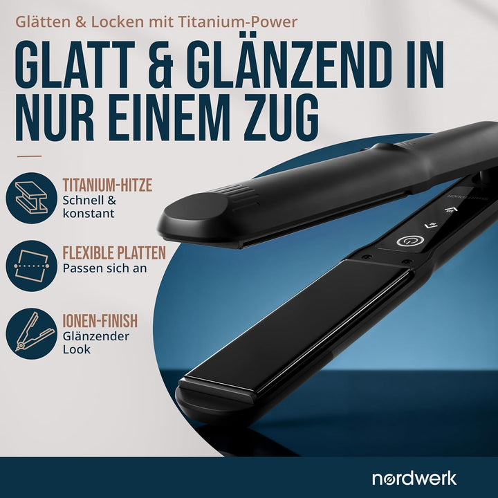 2-in-1 Glätteisen SafeGlide Touch [gegen Frizz &amp; Ziepen] | Haarglätter für Locken und Haare-Glätten