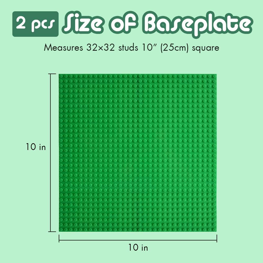 Lekebaby 12 Platten-Set Bauplatte Kompatibel mit Meisten Marken, 25 * 25cm, Grüne Grundplatte 12 Pac