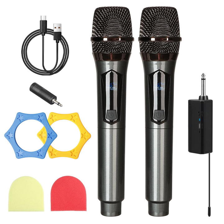 Mikrofon Kabellos,2 Stück Kabelloses Mikrofon Mit Wiederaufladbarem Empfänger,Wireless Microphone Se