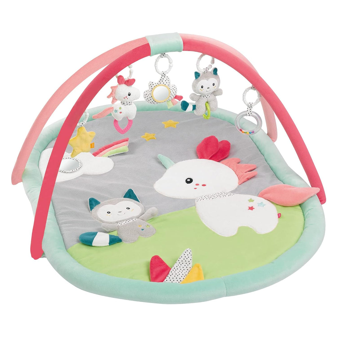 Fehn 3-D-Activity-Decke Spielbogen Aiko & Yuki – Krabbeldecke mit 5 abnehmbaren Spielzeugen zum Grei