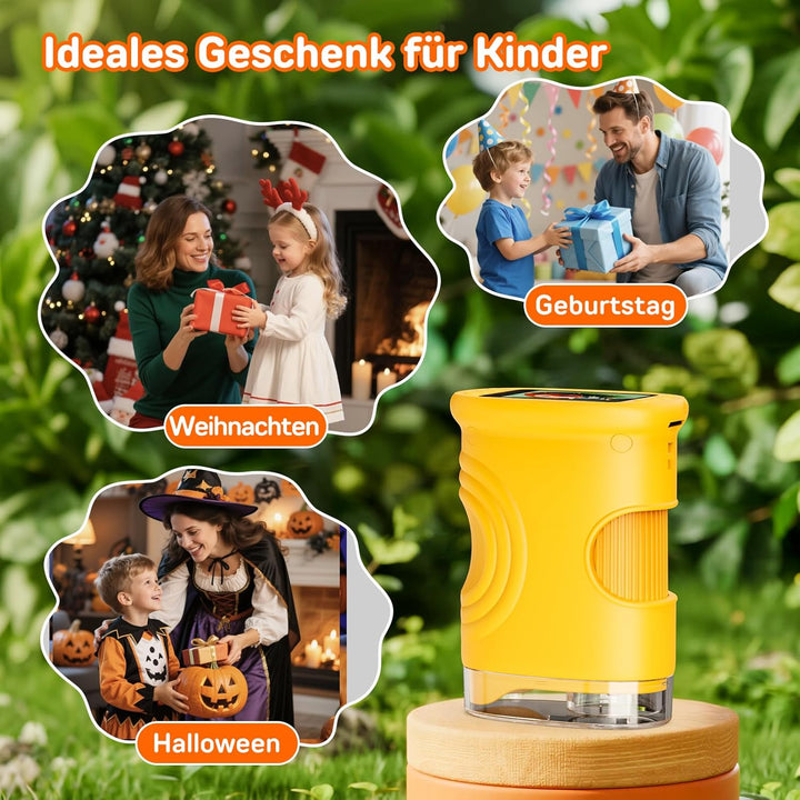 Ashfly Digitale Mikroskop für Kinder, 4K Tragbares Taschenmikroskop für Garten, Wald & Experimente,