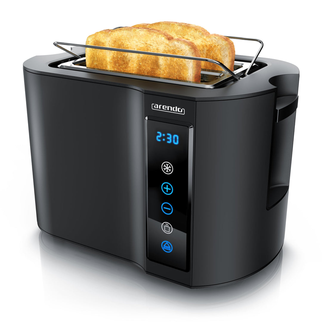 Arendo - Touch Toaster 2 Scheiben Edelstahl - Touchpanel - digital Display Restzeitanzeige - 800 W –