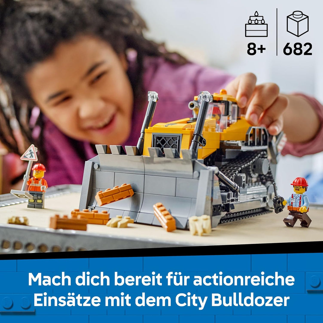 LEGO City Gelber Bulldozer Set – Spielzeugbaustelle, BAU- und Spielset – wirklichkeitsgetreue Baumas