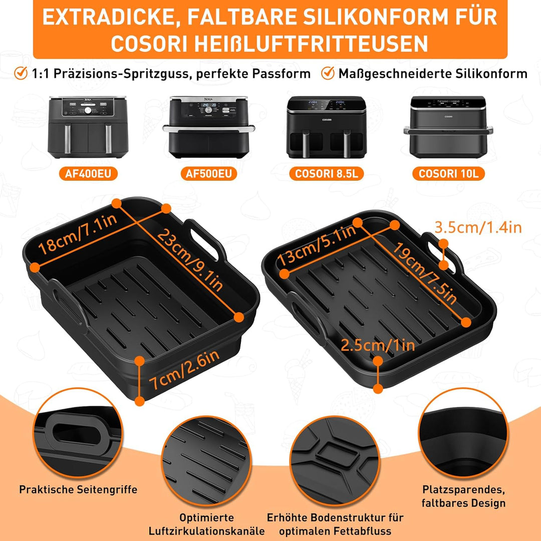 9 Stück Heissluftfritteuse Zubehör für COSORI Dual Blaze 2 Kammern 8,5L,Dual Zone Airfryer Zubehör f