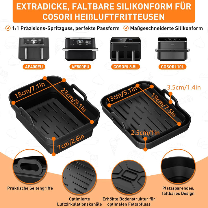 9 Stück Heissluftfritteuse Zubehör für COSORI Dual Blaze 2 Kammern 8,5L,Dual Zone Airfryer Zubehör f
