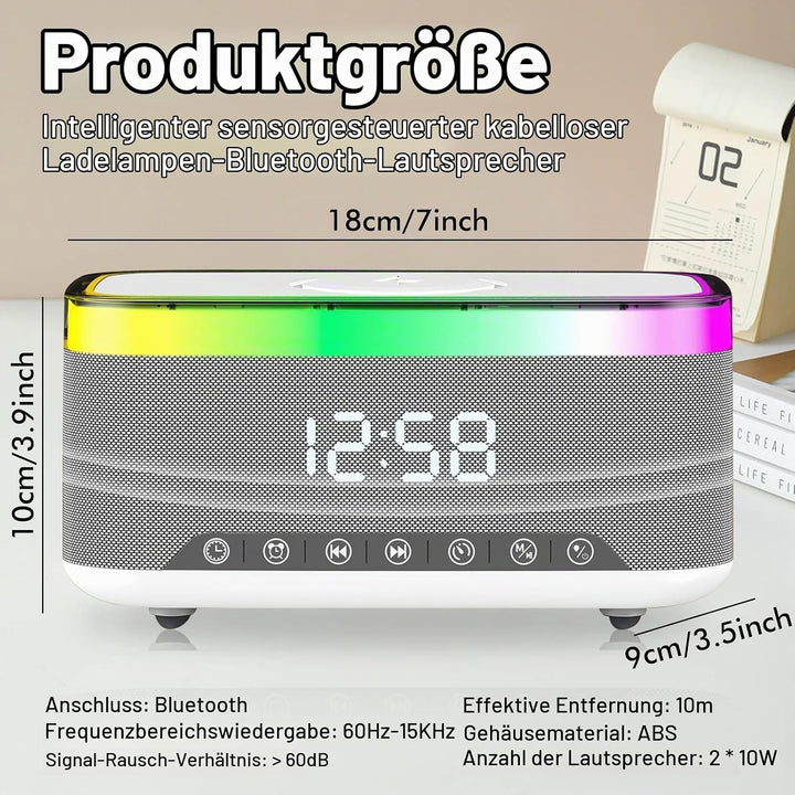 Wecker Digital, Wecker mit Ladestation, Radiowecker Funkuhr Digital mit Bluetooth Lautsprecher 6 Far