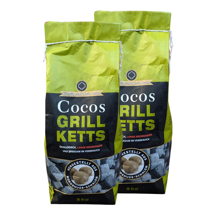 Kokosnuss Cocos Grillbriketts Premium Qualität aus Kokos-Kohle | 5kg 10kg 15kg 20kg | extra Lange Br