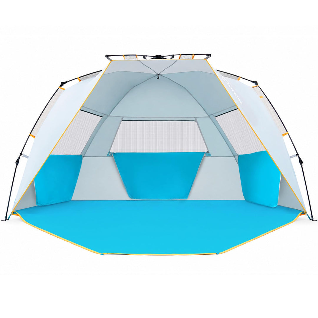 Wolfwise Strandmuschel mit Schnellaufbau für 6-7 Personen – UV-Schutz 50+, Wasserabweisend, Privater