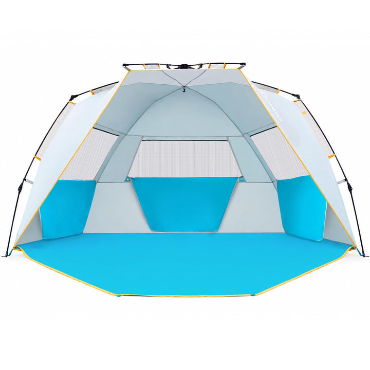 Wolfwise Strandmuschel mit Schnellaufbau für 6-7 Personen – UV-Schutz 50+, Wasserabweisend, Privater