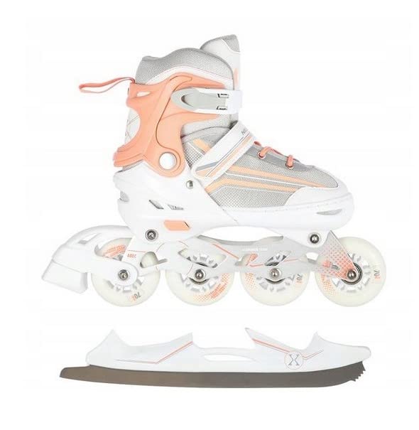 2in1 Inlineskates/Schlittschuhe Nils Extreme Lucky Weiss/Rosa ABEC7 Gr. 29-33 verstellbar
