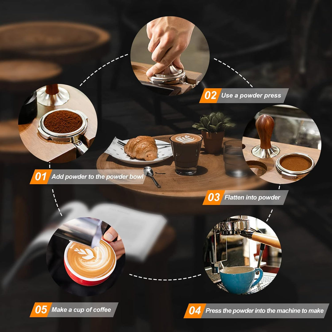 Kaffee Tamper Set 51mm,Espresso Tamper Set,Tampermatte und Milchkännchen (350ml),inkl Tampermatte,Re