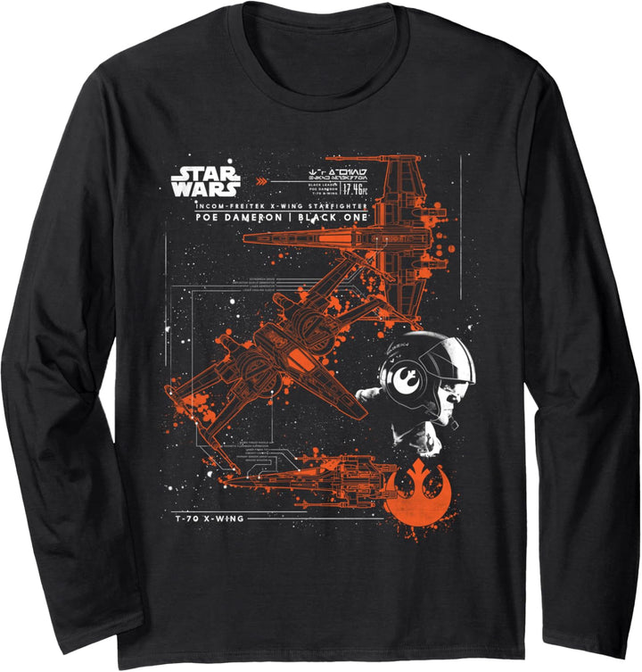 Star Wars The Last Jedi X-Wing Star Fighter Poster Langarmshirt