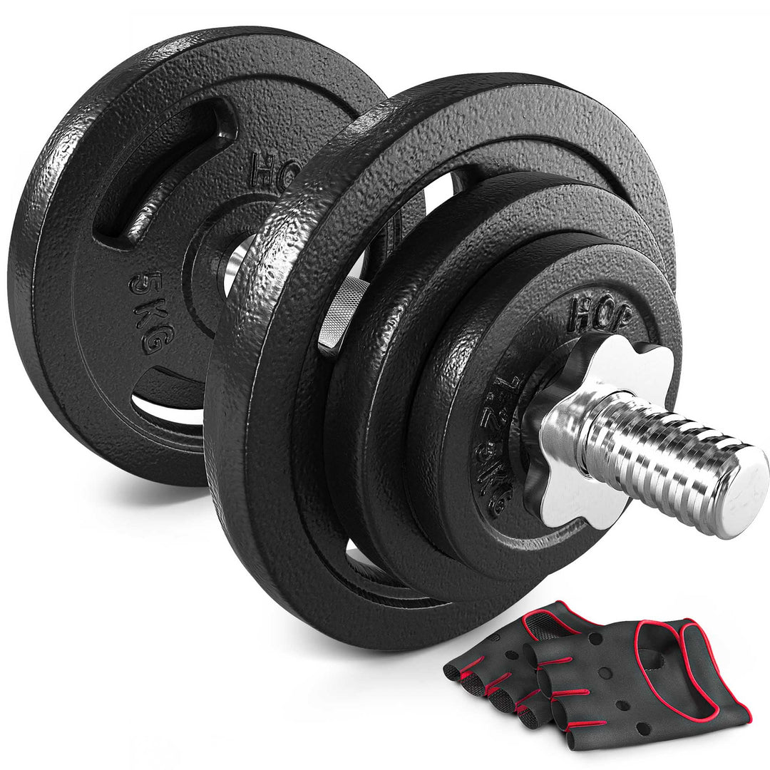 Hop-Sport Guss Kurzhanteln Hantel Set Hanteln 10kg 15kg 20kg 30kg 40kg 60 kg Gewichte 1 x 20 kg, 1 x