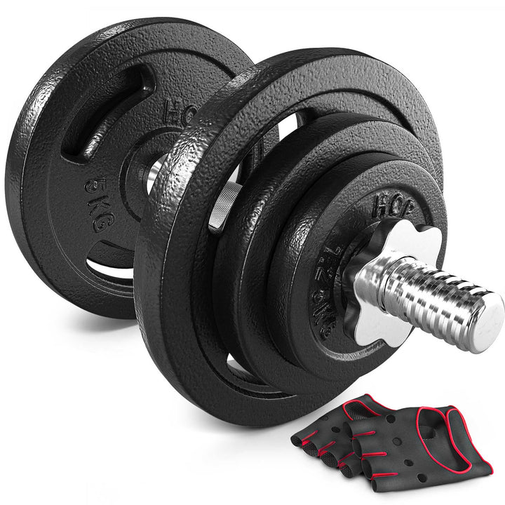 Hop-Sport Guss Kurzhanteln Hantel Set Hanteln 10kg 15kg 20kg 30kg 40kg 60 kg Gewichte 1 x 20 kg, 1 x