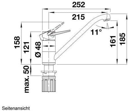 BLANCO WEGA II | Küchenarmatur in chrom | Hochdruck | Rückflussverhinderer | Keramik Kartusche | Ges