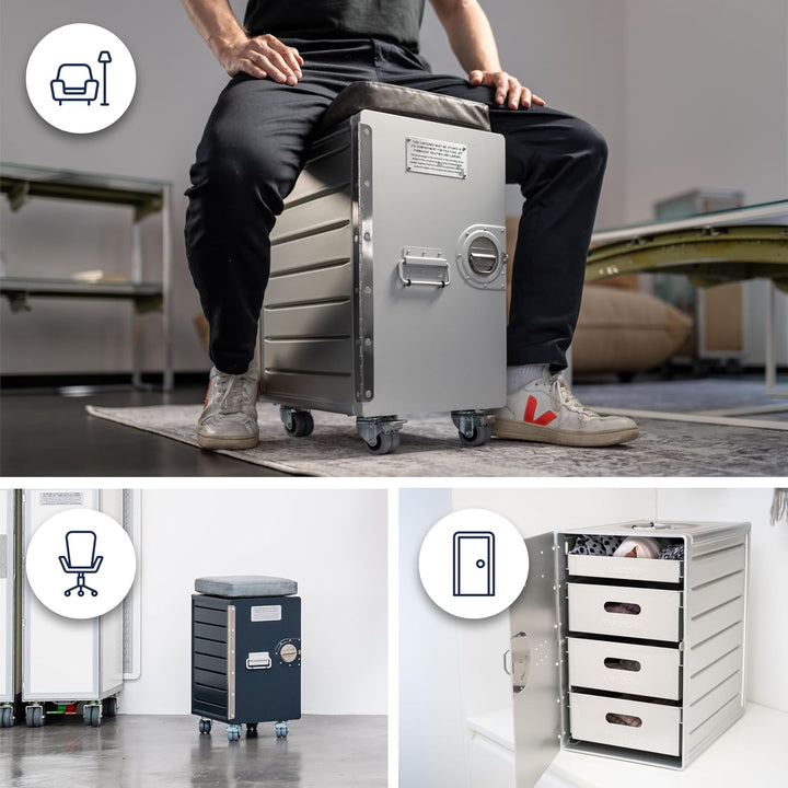 Hocker Schubladenschrank, Rollcontainer, Metallschrank, Büroschrank, Industrial Möbel, Aktenschrank